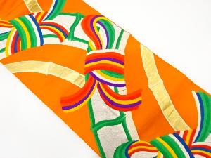 アンティーク　竹に組紐模様織り出し袋帯（着用可）